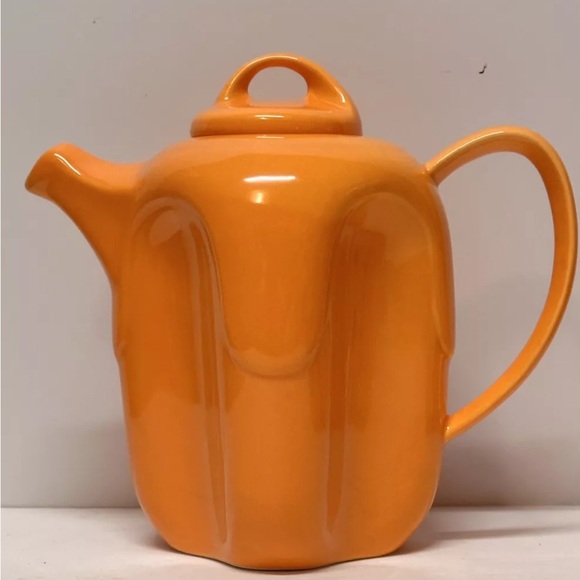 🤯🤩VINTAGE 1970s NESTING TEA POT&CUP SET!ORANGE CERAMIC! Possibly Peter Saenger - Picture 2 of 13